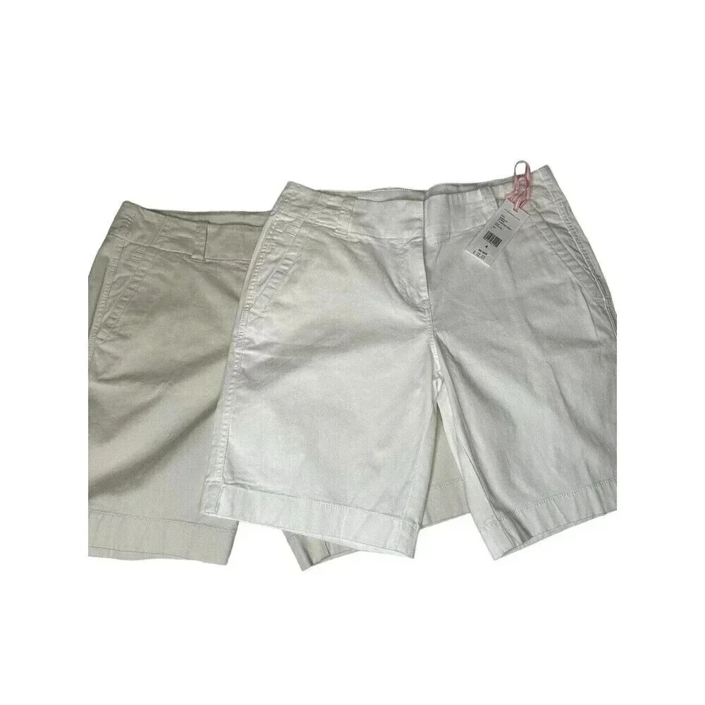 Vineyard Vines Women’s 9" Everyday Bermuda Shorts Size 4 Lot Of 2 Stone & White